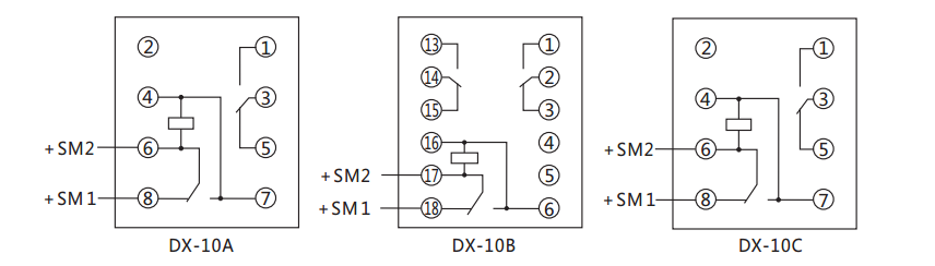 DX-10B閃光繼電器內(nèi)部接線及外引接線圖