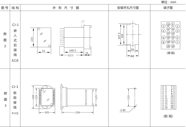 JSS-18時間繼電器外形尺寸及安裝開孔尺寸圖片一