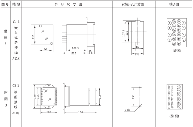 HJS(ZSJ)-30直流斷電延時繼電器外形及開孔尺寸圖片三