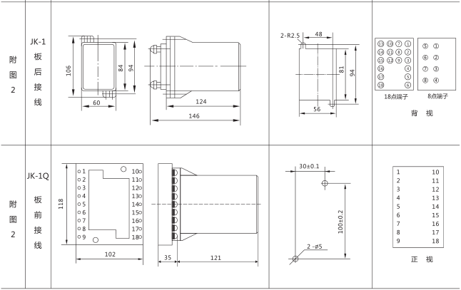 HJS(ZSJ)-20直流斷電延時繼電器外形及開孔尺寸圖片二