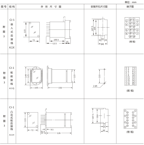 BS-7B時間繼電器外形及開孔尺寸圖片