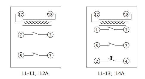 LL-13A/10繼電器內(nèi)部接線