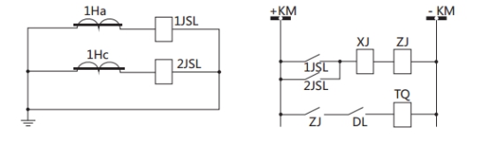 JSL-24繼電器構(gòu)成的二相式定時限保護(hù)的原理圖