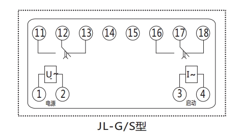 JL-G/S 繼電器內(nèi)部端子外引接線圖(正視)