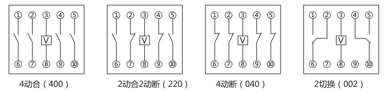 DZ-52中間繼電器內(nèi)部接線圖及外引接線圖