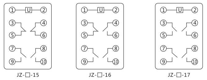 JZY（J)-411靜態(tài)中間繼電器內(nèi)部接線圖及外引接線圖