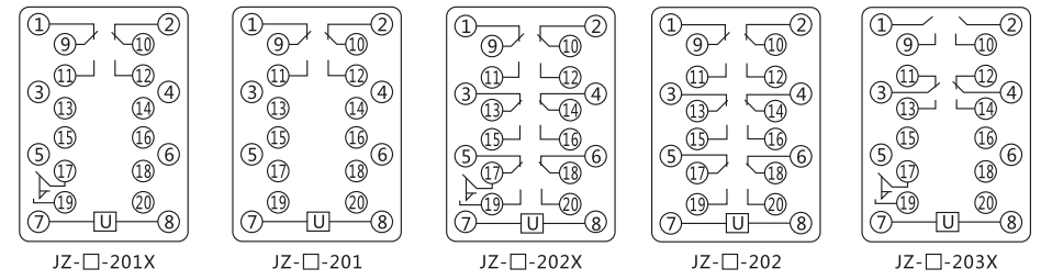 JZY（J)-411靜態(tài)中間繼電器內(nèi)部接線圖及外引接線圖