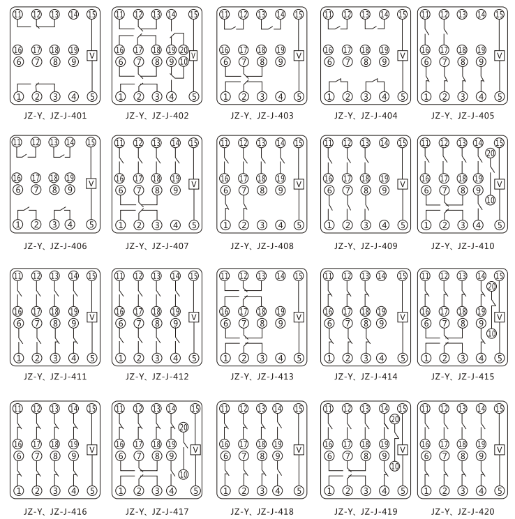 JZY（J)-411靜態(tài)中間繼電器內(nèi)部接線圖及外引接線圖