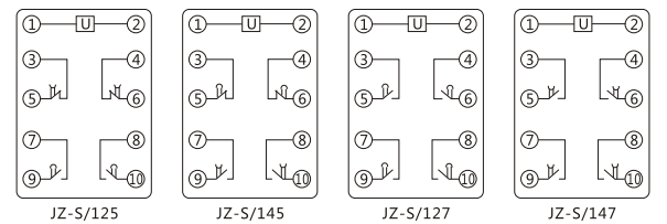 JZ-S/341靜態(tài)可調(diào)延時中間繼電器內(nèi)部接線圖及外引接線圖