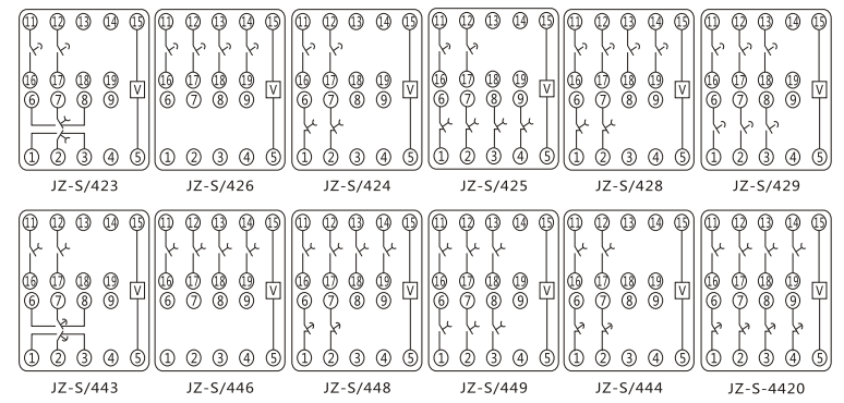 JZ-S/341靜態(tài)可調(diào)延時中間繼電器內(nèi)部接線圖及外引接線圖