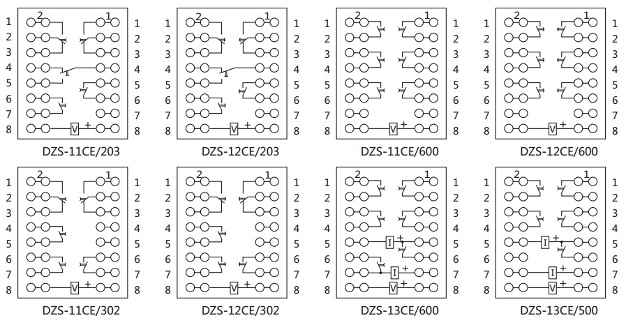 DZS-13CE/500延時中間繼電器內部接線圖及外引接線圖