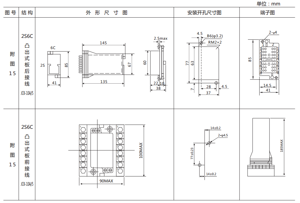 DZS-13CE/500延時中間繼電器外形及開孔尺寸